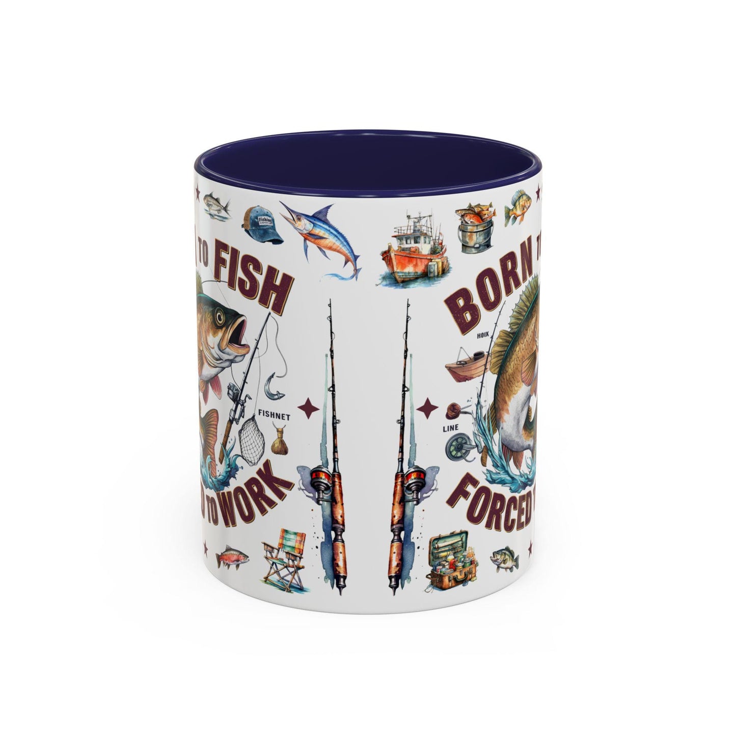 Born to Fish Forced to Work Coffee Mug  Fishing Lover Accent Mug, 11oz & 15oz Gift for Anglers - Toddcraft