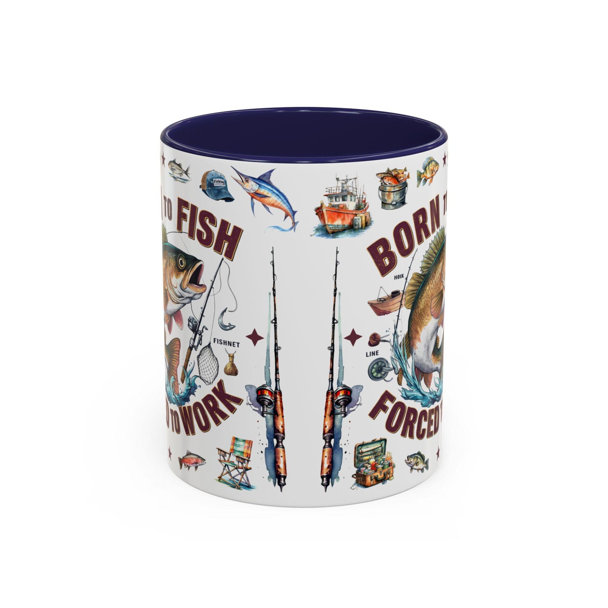Born to Fish Forced to Work Coffee Mug  Fishing Lover Accent Mug, 11oz & 15oz Gift for Anglers - Toddcraft
