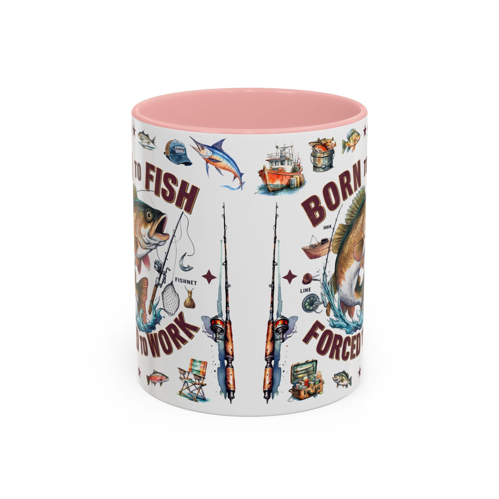 Born to Fish Forced to Work Coffee Mug  Fishing Lover Accent Mug, 11oz & 15oz Gift for Anglers - Toddcraft