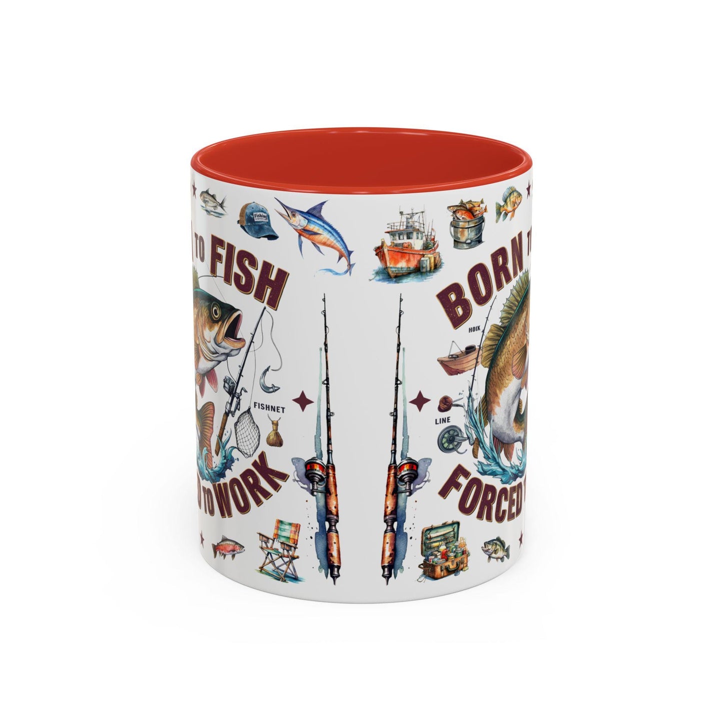 Born to Fish Forced to Work Coffee Mug  Fishing Lover Accent Mug, 11oz & 15oz Gift for Anglers - Toddcraft