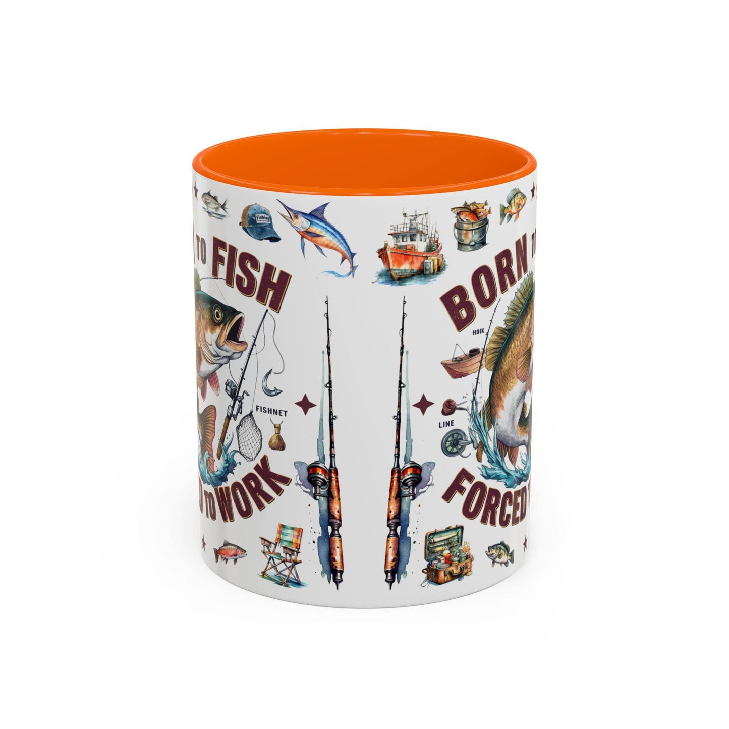 Born to Fish Forced to Work Coffee Mug  Fishing Lover Accent Mug, 11oz & 15oz Gift for Anglers - Toddcraft