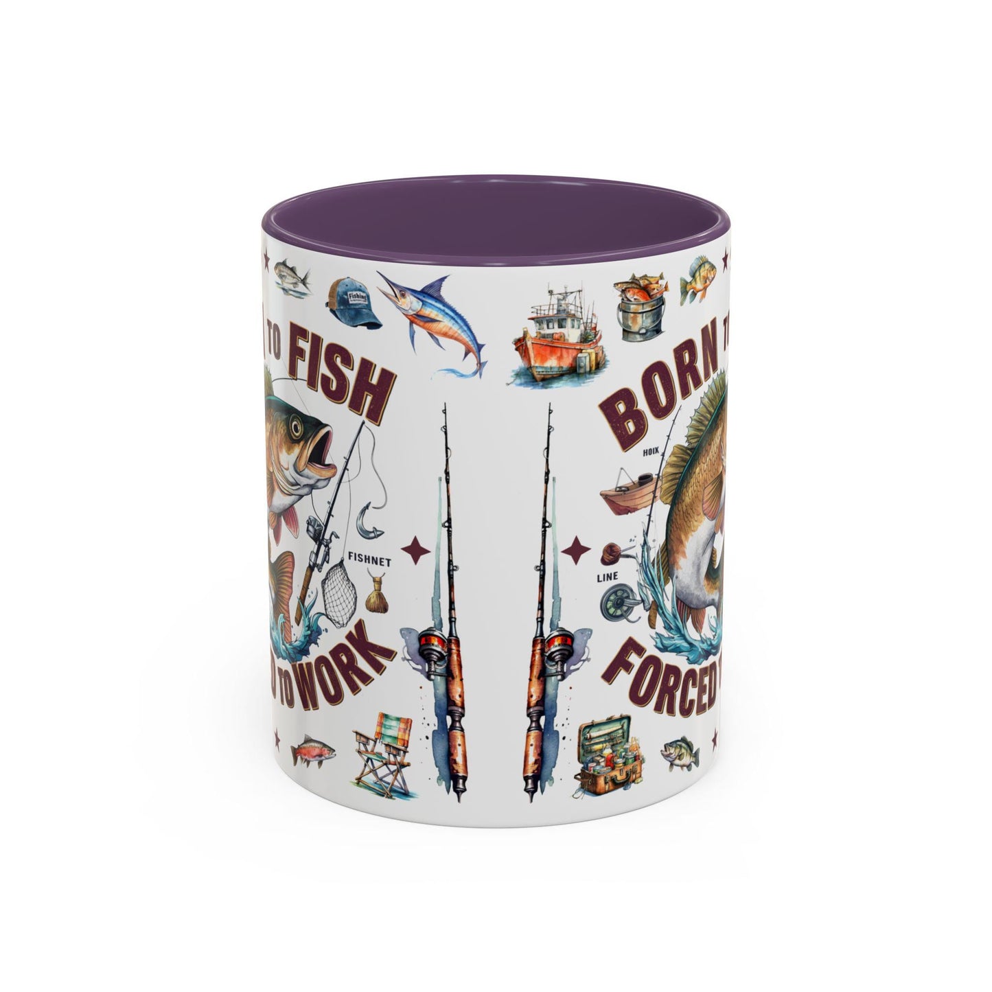 Born to Fish Forced to Work Coffee Mug  Fishing Lover Accent Mug, 11oz & 15oz Gift for Anglers - Toddcraft