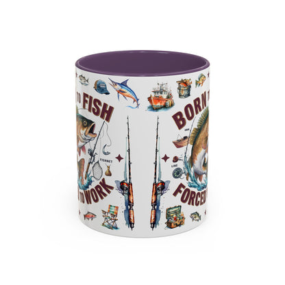 Born to Fish Forced to Work Coffee Mug  Fishing Lover Accent Mug, 11oz & 15oz Gift for Anglers - Toddcraft