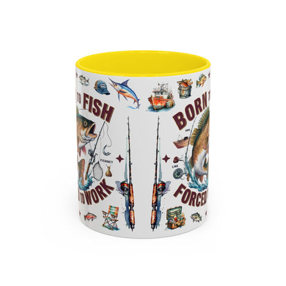 Born to Fish Forced to Work Coffee Mug  Fishing Lover Accent Mug, 11oz & 15oz Gift for Anglers - Toddcraft