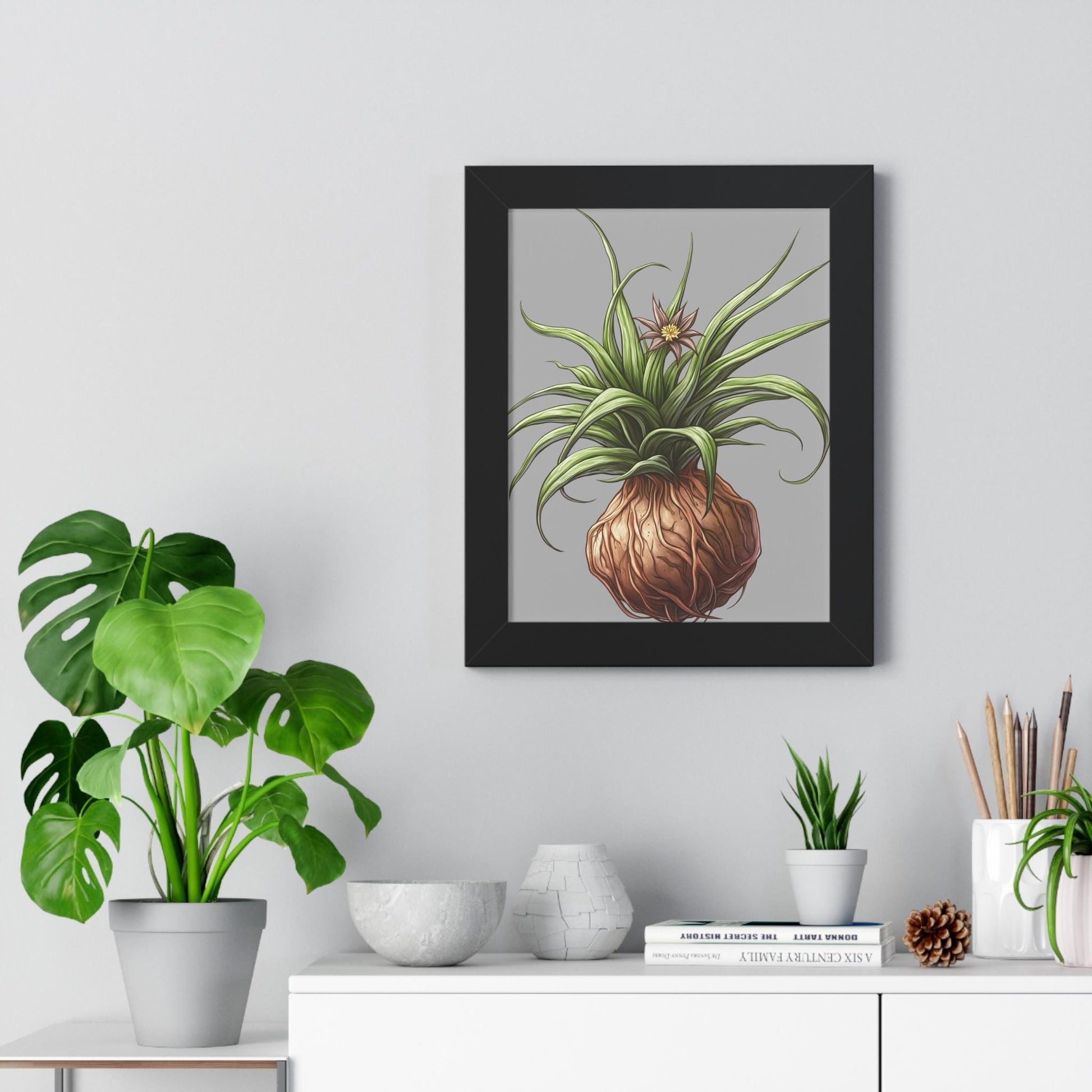 Botanical Plant Wall Art Framed Vertical Poster, Nature-Inspired Home Decor, Green Leaf Print, Modern Botanical Illustration - Toddcraft