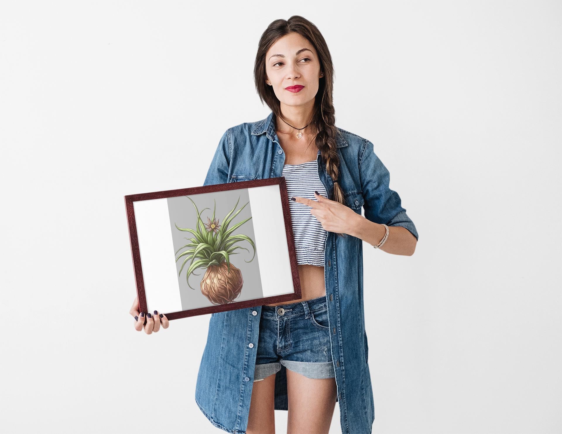 Botanical Plant Wall Art Framed Vertical Poster, Nature-Inspired Home Decor, Green Leaf Print, Modern Botanical Illustration - Toddcraft