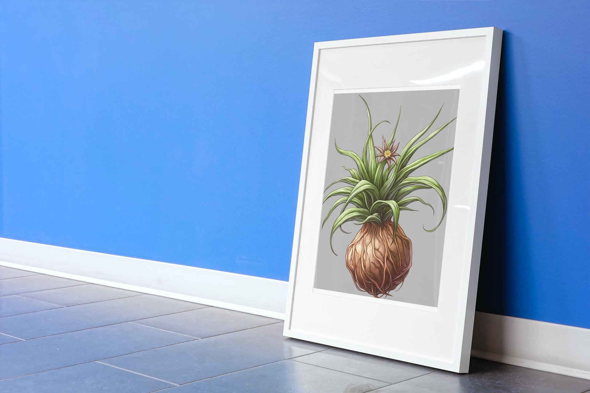 Climbing Onion Plant Print  Bowiea volubilis Wall Art | Botanical Bulb Art with Vines & Star Flowers | Unique Greenery Home Decor Framed - Toddcraft