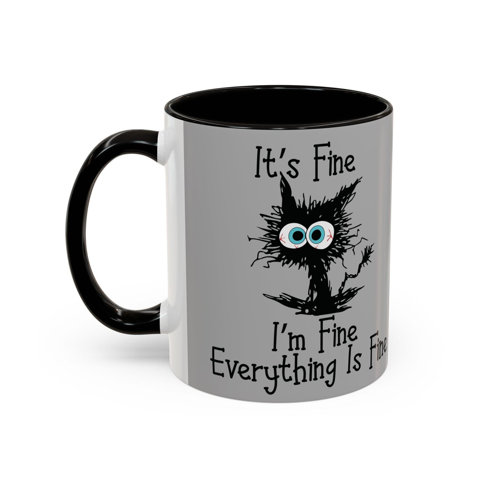 Colorful Funny Mugs - "I'm Fine Everything Is Fine" Scared Cat Graphic Coffee Cup 11oz & 15oz Gift - Toddcraft