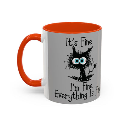 Colorful Funny Mugs - "I'm Fine Everything Is Fine" Scared Cat Graphic Coffee Cup 11oz & 15oz Gift - Toddcraft