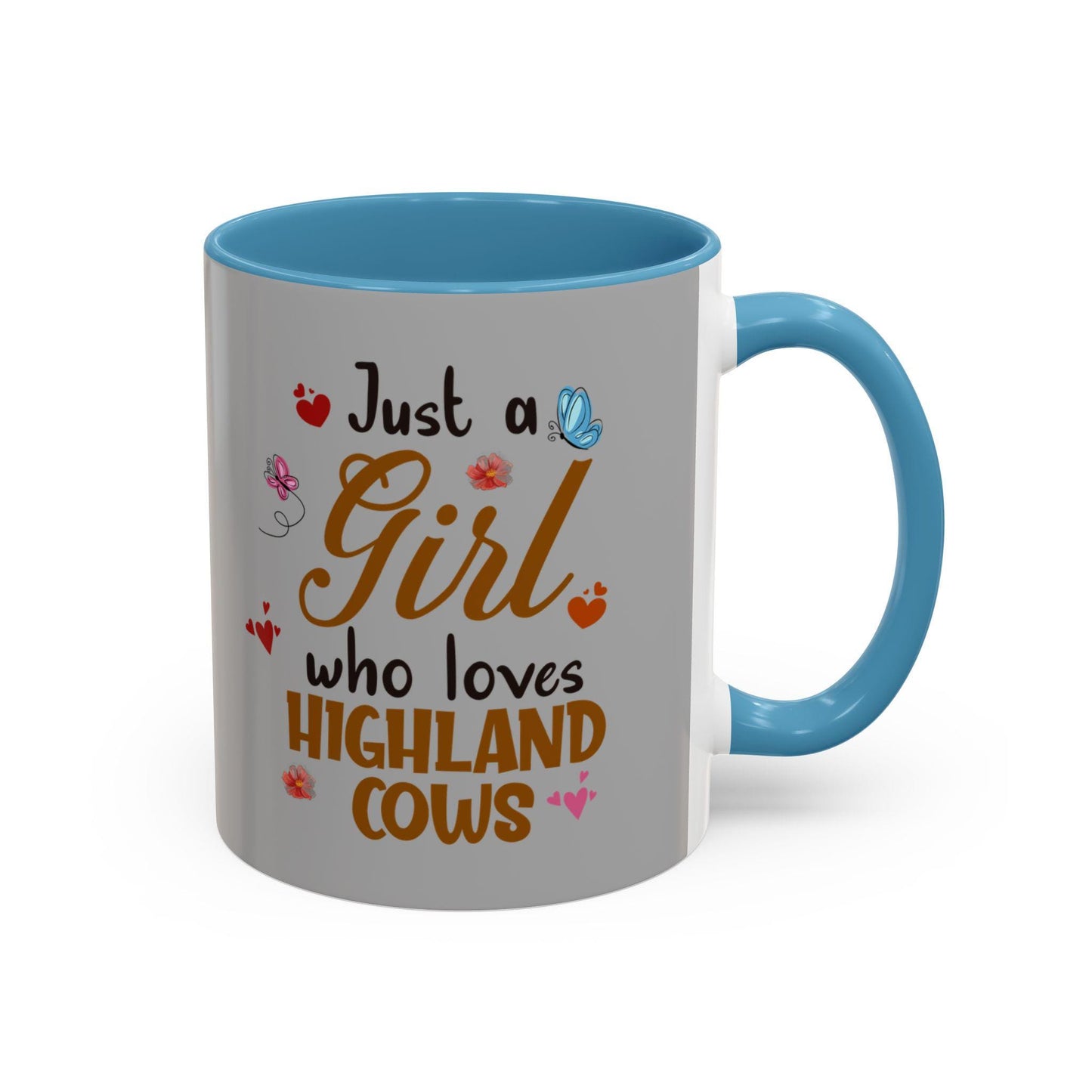 Highland Cow Coffee Mug for Women, Just a Girl Who Loves Highland Cows, Accent 11oz & 15oz Tea Cup Gift - Toddcraft