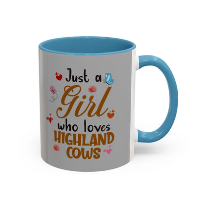 Highland Cow Coffee Mug for Women, Just a Girl Who Loves Highland Cows, Accent 11oz & 15oz Tea Cup Gift - Toddcraft