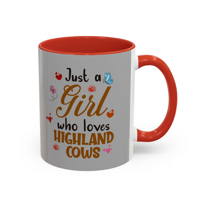 Highland Cow Coffee Mug for Women, Just a Girl Who Loves Highland Cows, Accent 11oz & 15oz Tea Cup Gift - Toddcraft