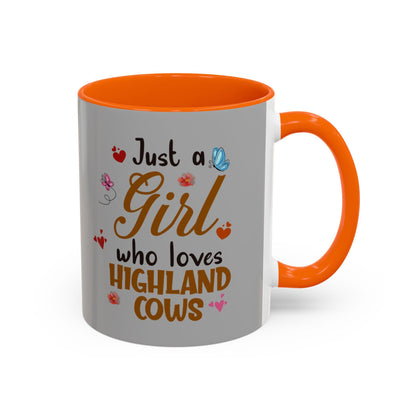 Highland Cow Coffee Mug for Women, Just a Girl Who Loves Highland Cows, Accent 11oz & 15oz Tea Cup Gift - Toddcraft
