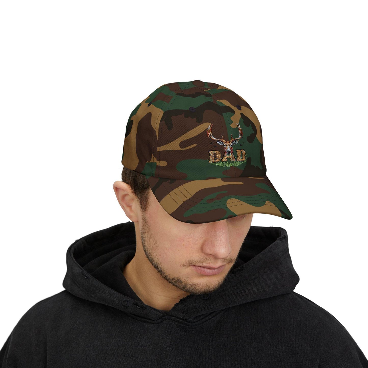 Hunter Dad Cap with Elk Head Graphic  Outdoorsman Hat Gift for Grandpa, Father, or Any Big Rack Hunter - Toddcraft