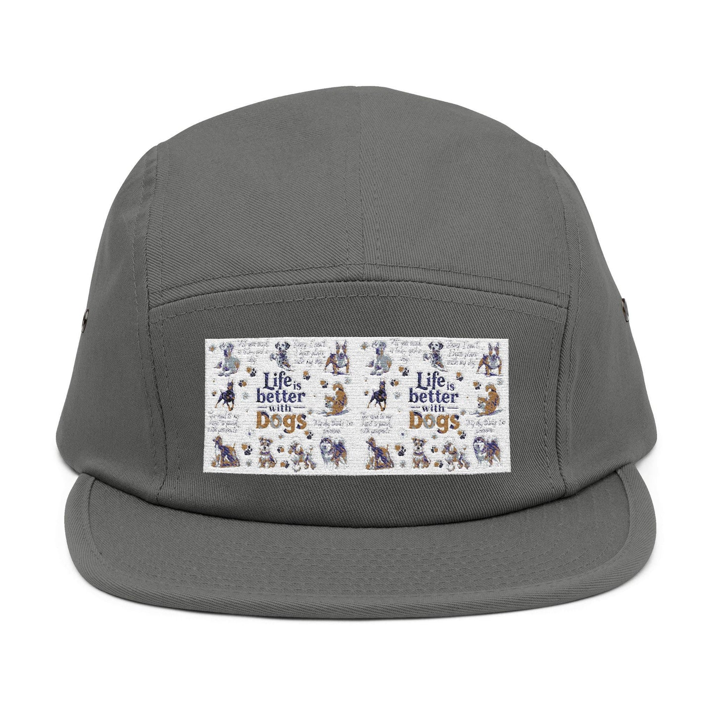Life's Better with Dogs 5-Panel Cap: Embroidered Hat for Pet Lovers and Canine Enthusiasts - Toddcraft