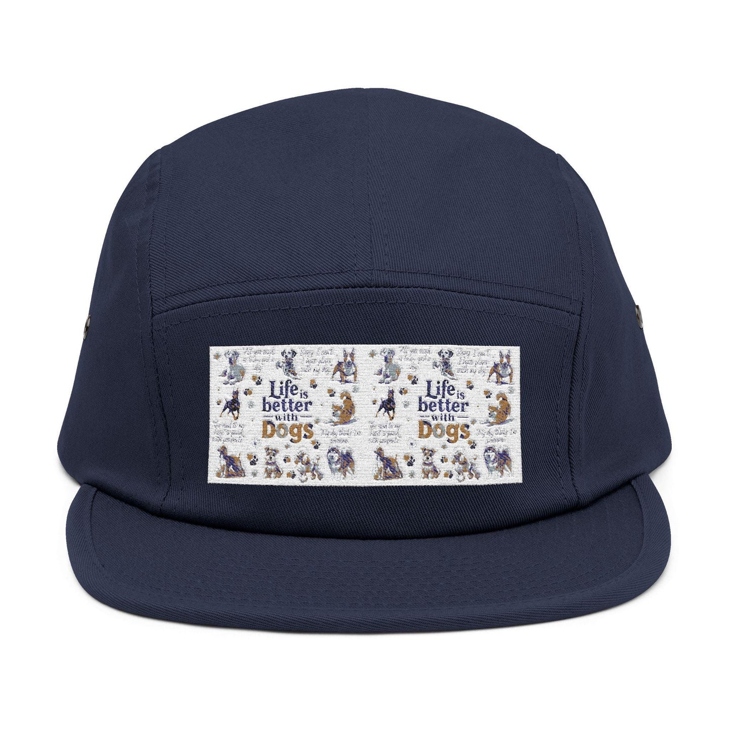 Life's Better with Dogs 5-Panel Cap: Embroidered Hat for Pet Lovers and Canine Enthusiasts - Toddcraft