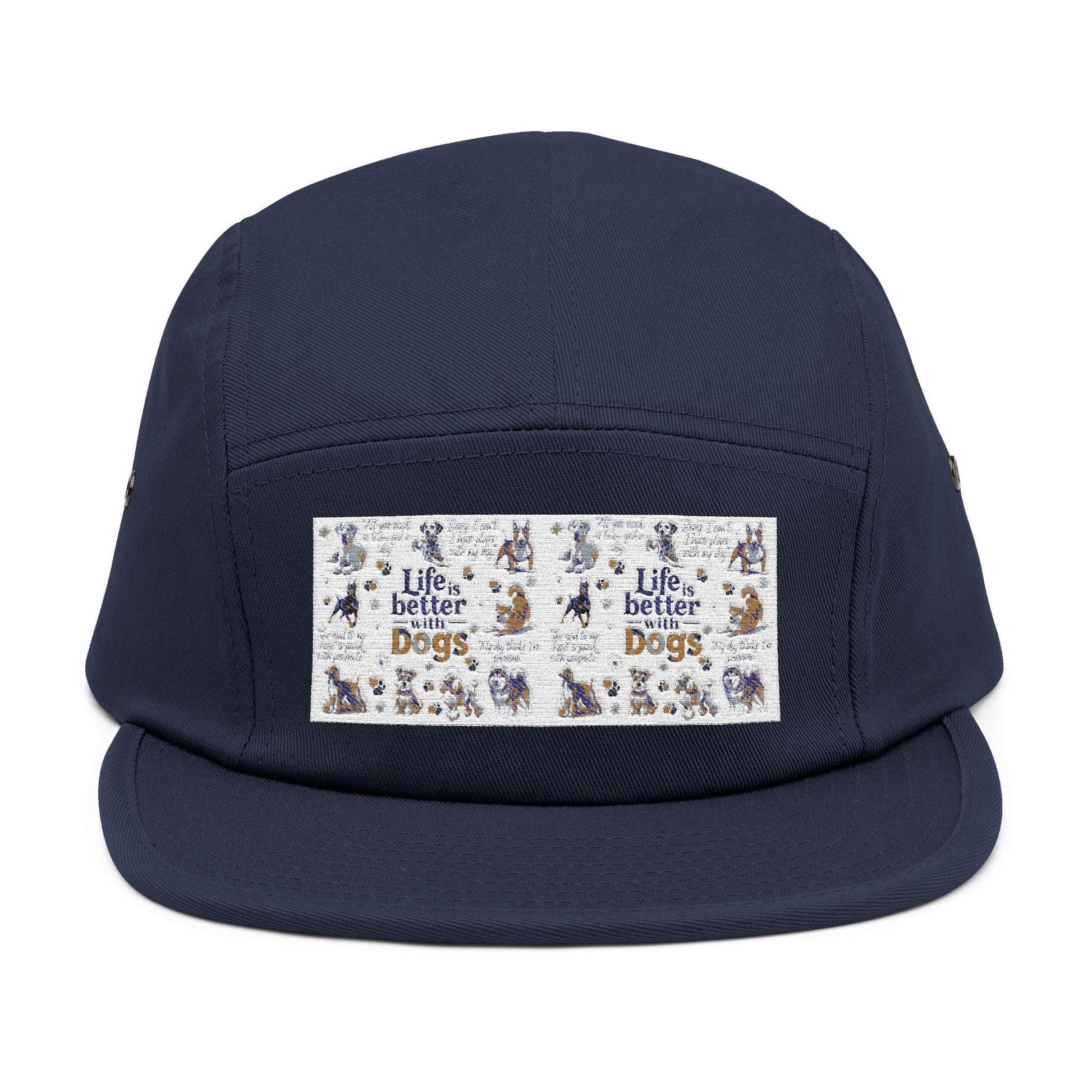 Life's Better with Dogs 5-Panel Cap: Embroidered Hat for Pet Lovers and Canine Enthusiasts - Toddcraft