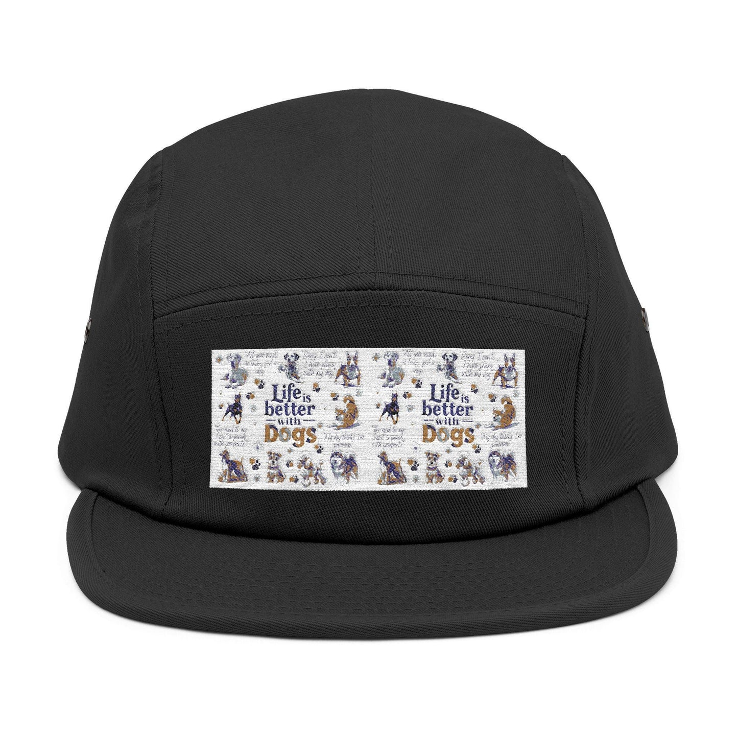 Life's Better with Dogs 5-Panel Cap: Embroidered Hat for Pet Lovers and Canine Enthusiasts - Toddcraft