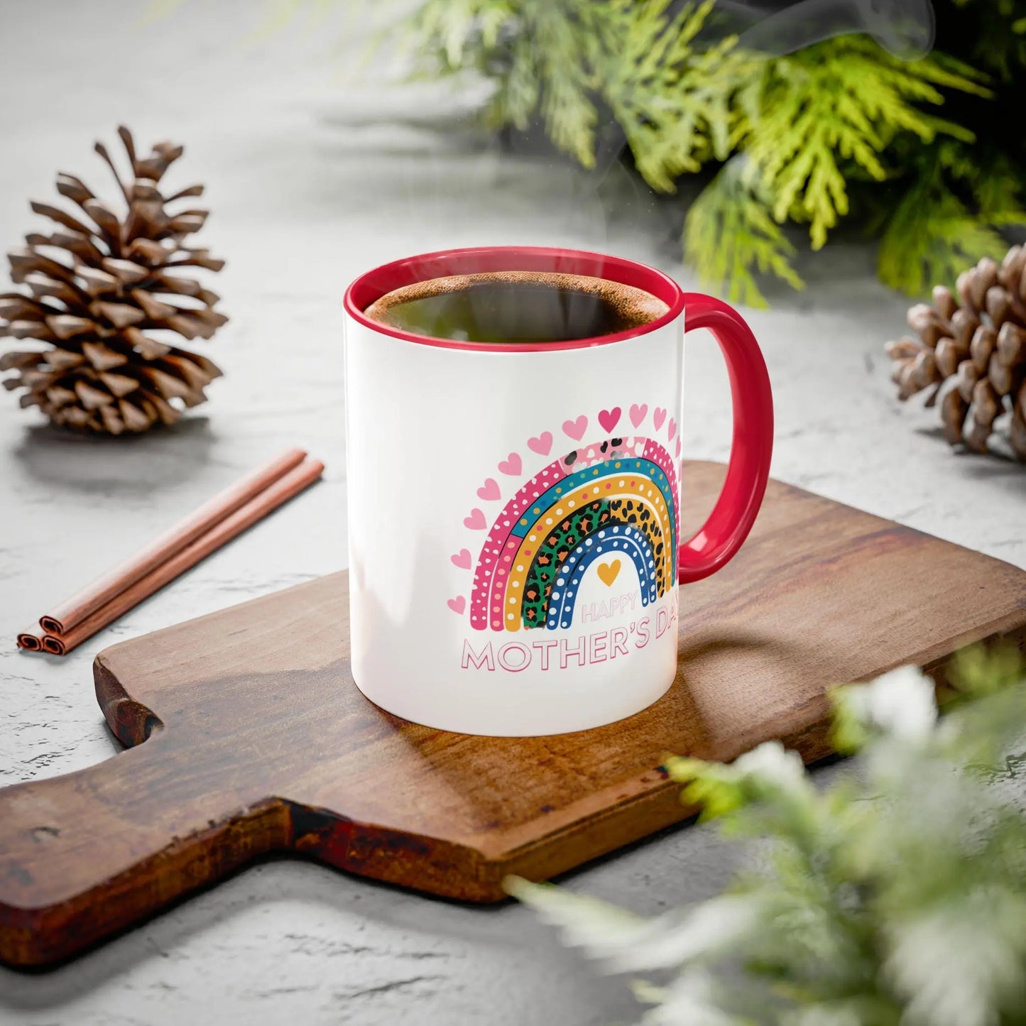 Mother's Day Coffee Mug Gift from Son, Daughter & Dad  Colorful Hearts Design, Tea Cup for Mom, Perfect Mothers Day Present - Toddcraft