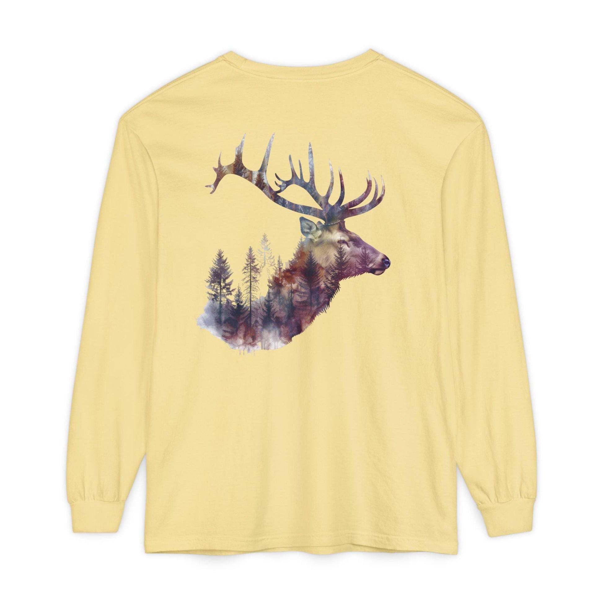 Elk Graphic T-Shirt Unisex Garment-Dyed Long Sleeve Hunters Paradise Nature Lovers Majestic Antlers Tee - Toddcraft