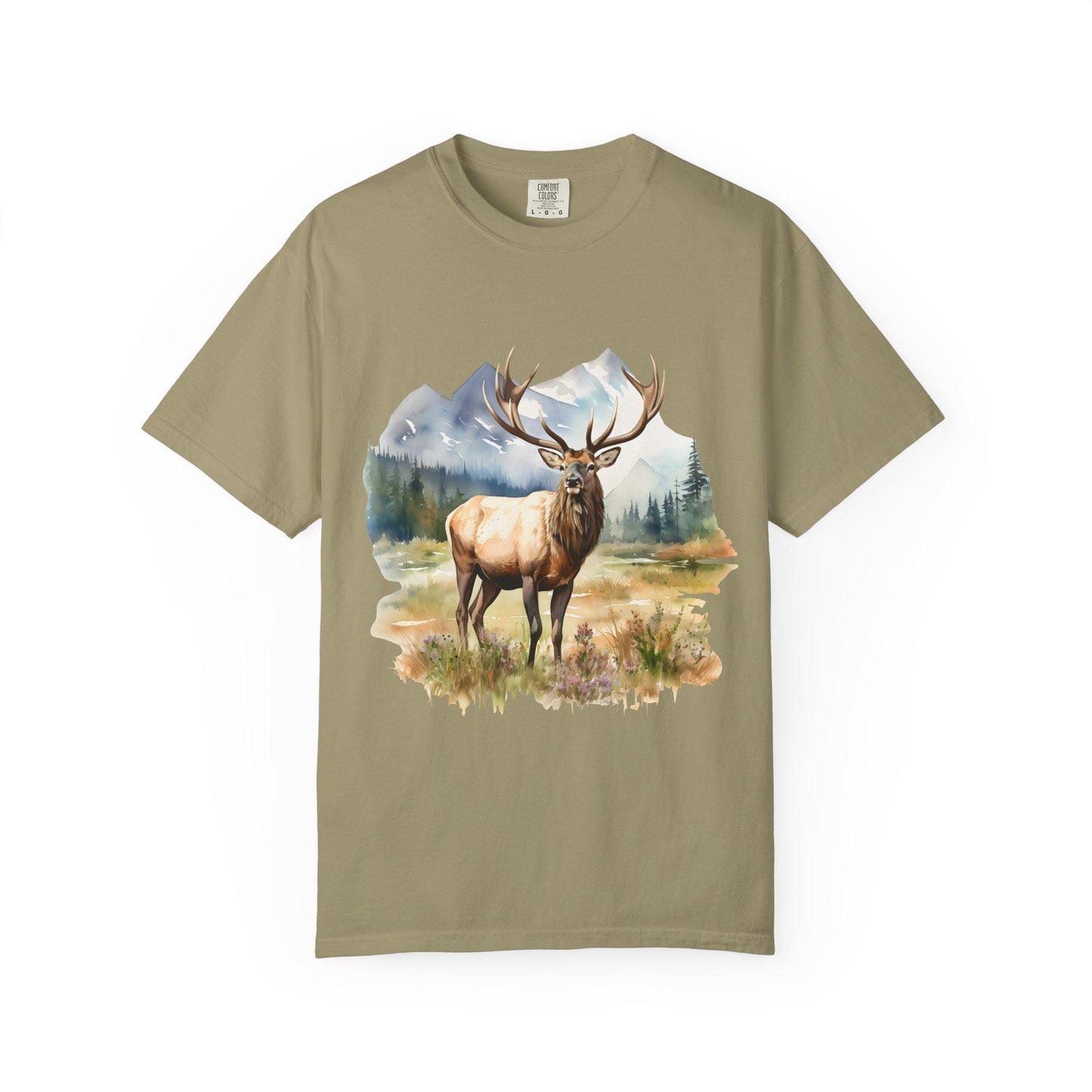 Elk T-Shirt Unisex Garment-Dyed Hunter Shirt Outdoorsman Rugged Individual Pasture Wildlife Tee - Toddcraft
