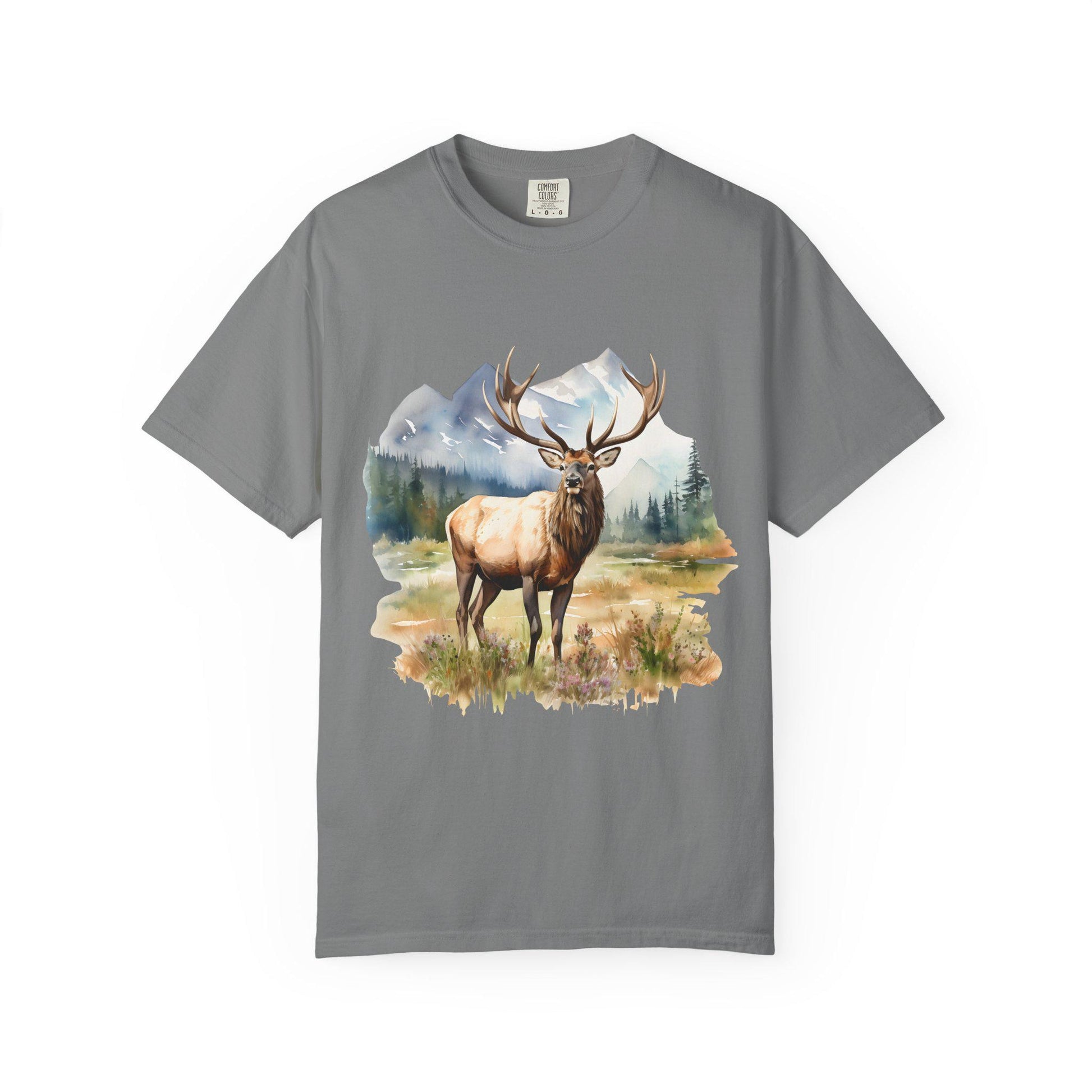 Elk T-Shirt Unisex Garment-Dyed Hunter Shirt Outdoorsman Rugged Individual Pasture Wildlife Tee - Toddcraft