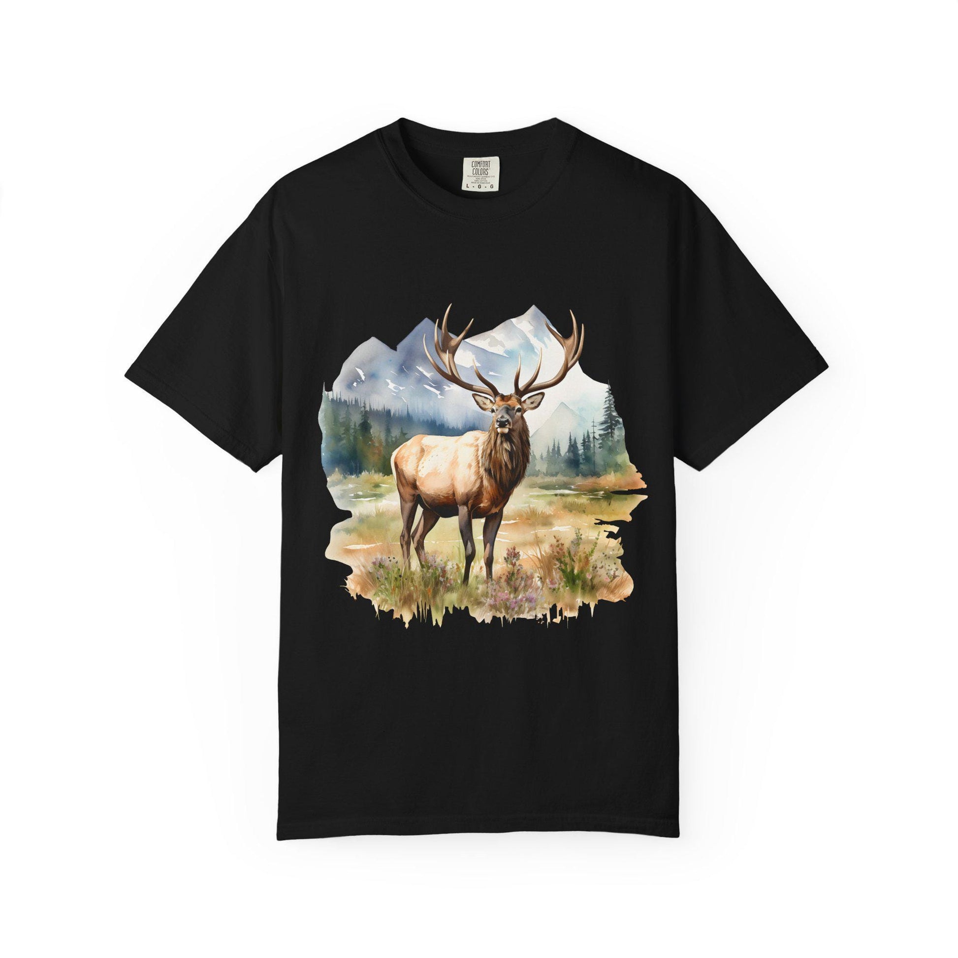 Elk T-Shirt Unisex Garment-Dyed Hunter Shirt Outdoorsman Rugged Individual Pasture Wildlife Tee - Toddcraft
