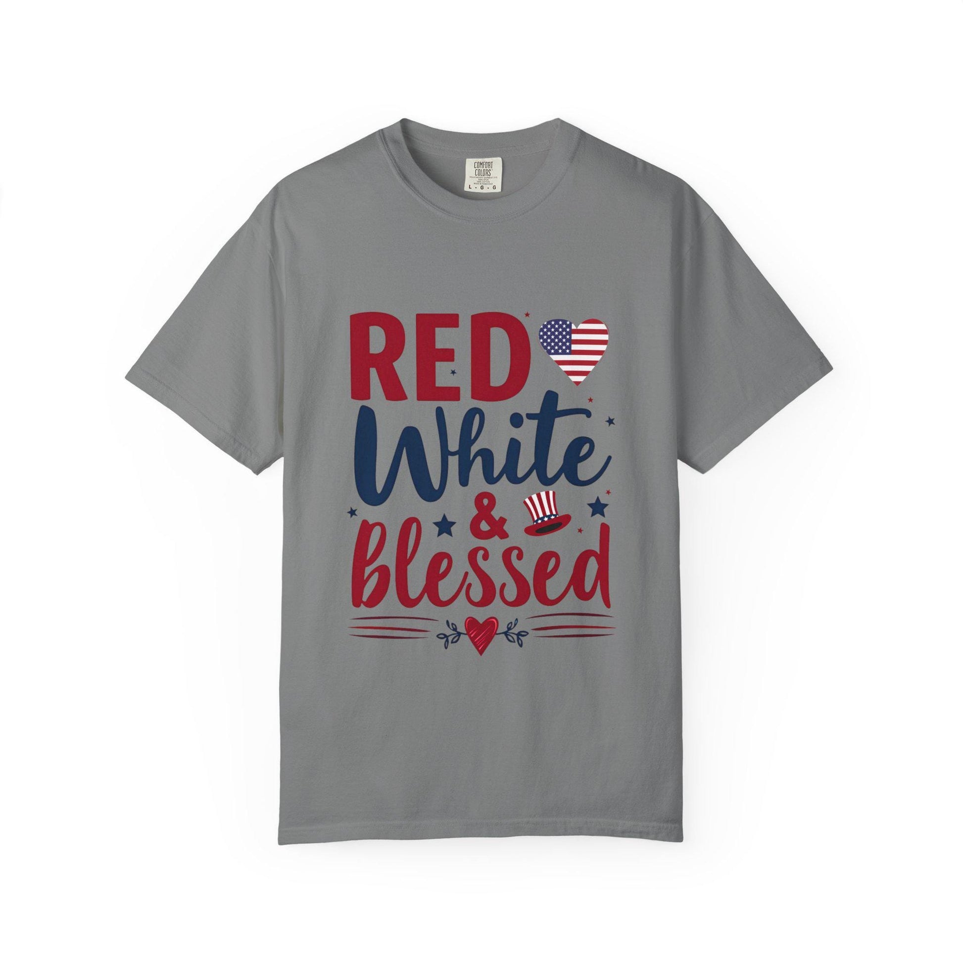 Red White and Blessed Unisex Garment-Dyed T-shirt 4th of July Memorial day present For any patriotic People you know Group shirt for the 4th - Toddcraft