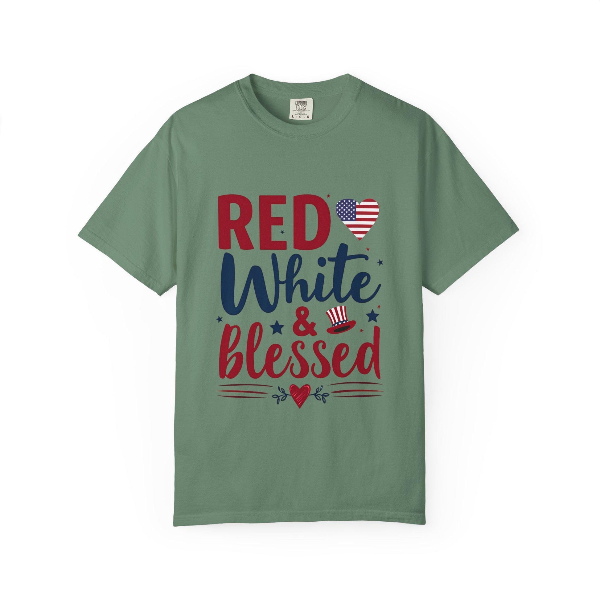 Red White and Blessed Unisex Garment-Dyed T-shirt 4th of July Memorial day present For any patriotic People you know Group shirt for the 4th - Toddcraft