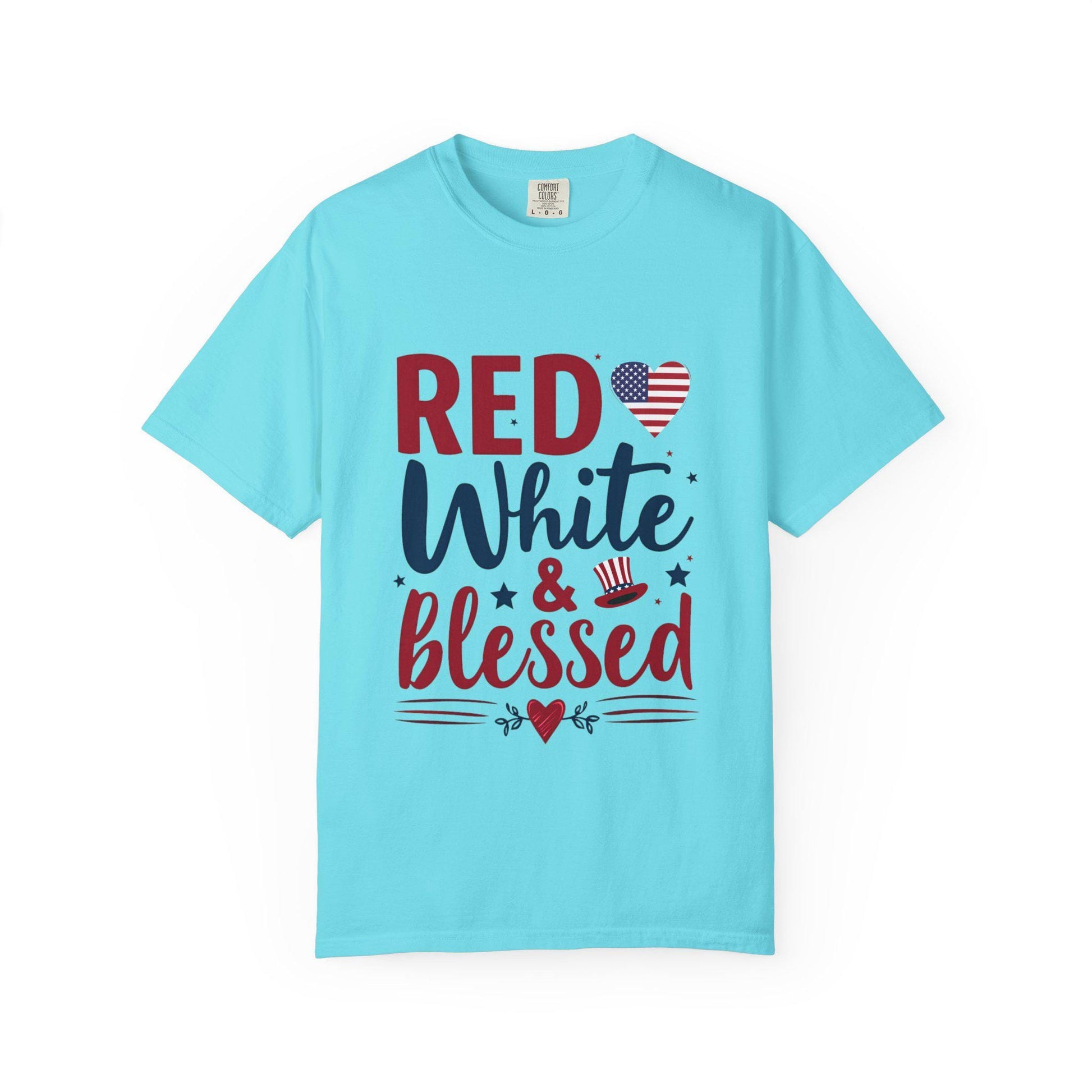 Red White and Blessed Unisex Garment-Dyed T-shirt 4th of July Memorial day present For any patriotic People you know Group shirt for the 4th - Toddcraft