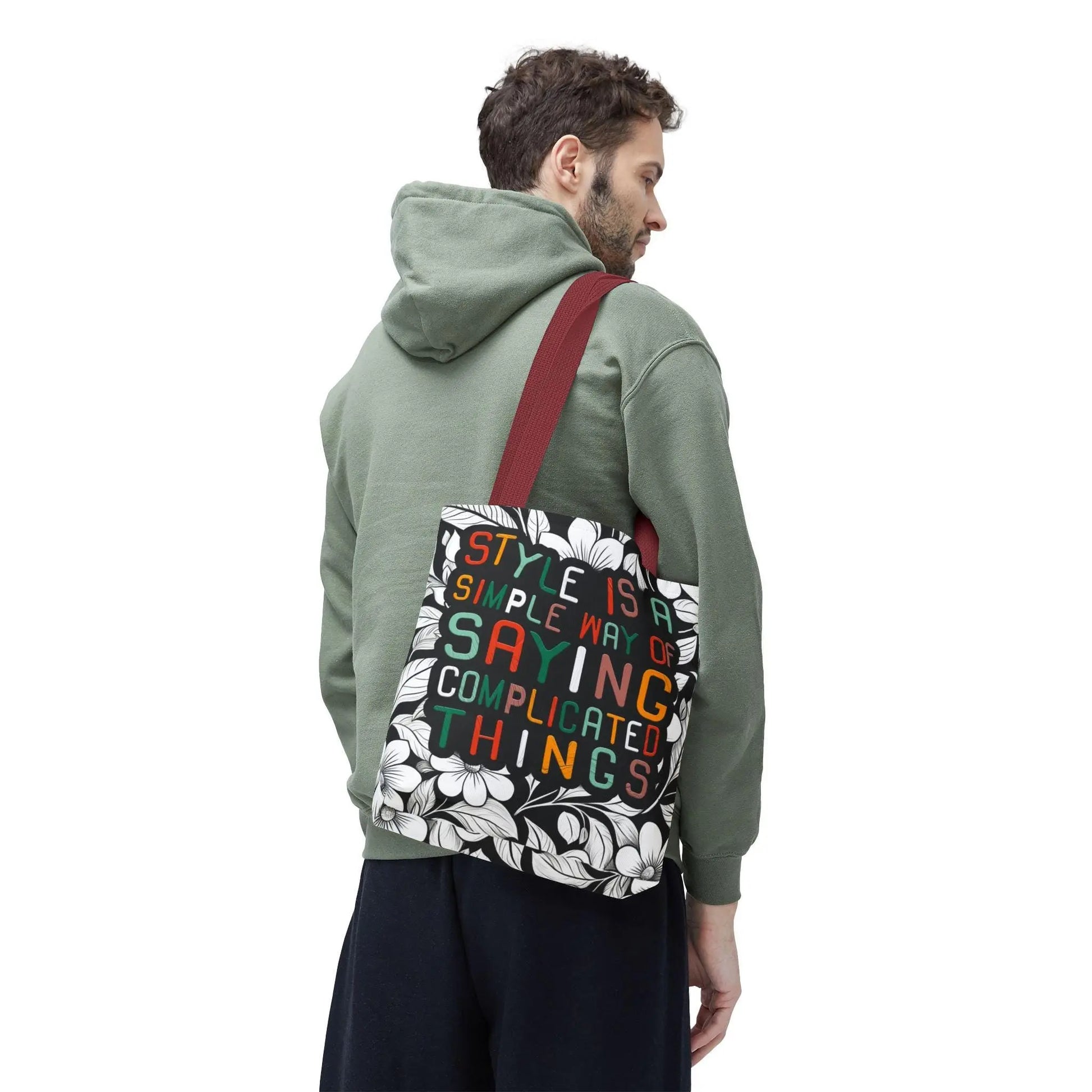 Style Says It All Tote Bag  AOP Minimalist Fashion Statement, Chic Quote Bag, Everyday Carry with Meaning - Toddcraft