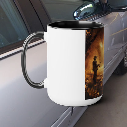 Two-Tone 15oz Fishing & Camping Mug: Outdoor Adventure Coffee Cup Gift for Nature Lovers - Toddcraft