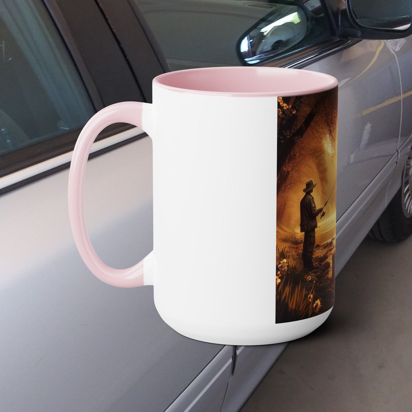 Two-Tone 15oz Fishing & Camping Mug: Outdoor Adventure Coffee Cup Gift for Nature Lovers - Toddcraft