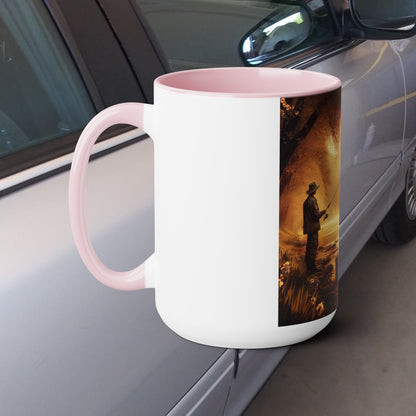 Two-Tone 15oz Fishing & Camping Mug: Outdoor Adventure Coffee Cup Gift for Nature Lovers - Toddcraft