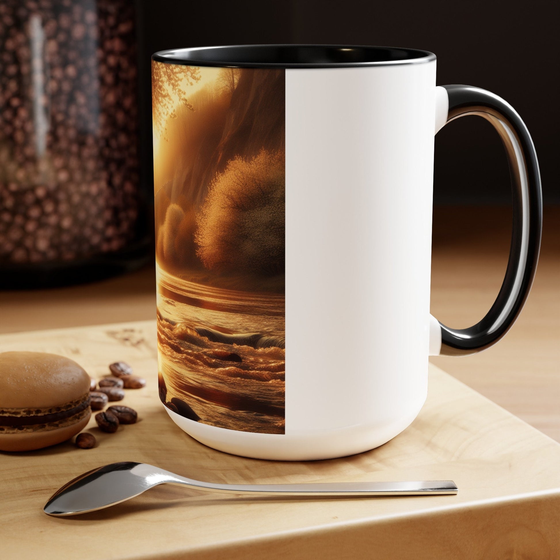 Two-Tone 15oz Fishing & Camping Mug: Outdoor Adventure Coffee Cup Gift for Nature Lovers - Toddcraft