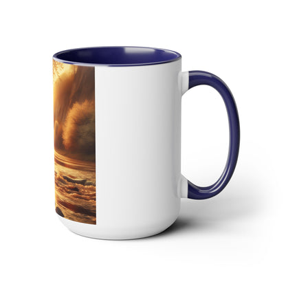 Two-Tone 15oz Fishing & Camping Mug: Outdoor Adventure Coffee Cup Gift for Nature Lovers - Toddcraft