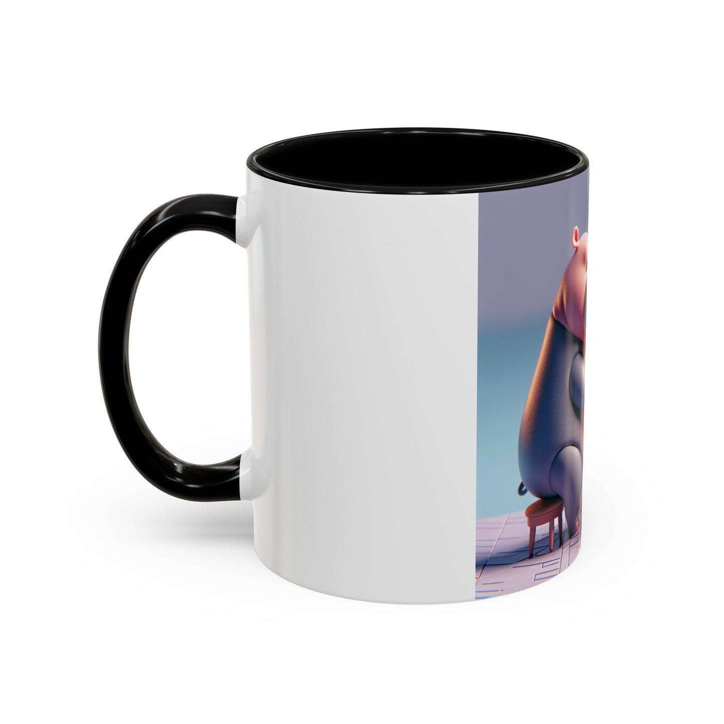 Whimsical Hippo Pianist Coffee Mug: 11oz/15oz Ceramic Gift for Music Lovers & Piano Enthusiasts - Toddcraft