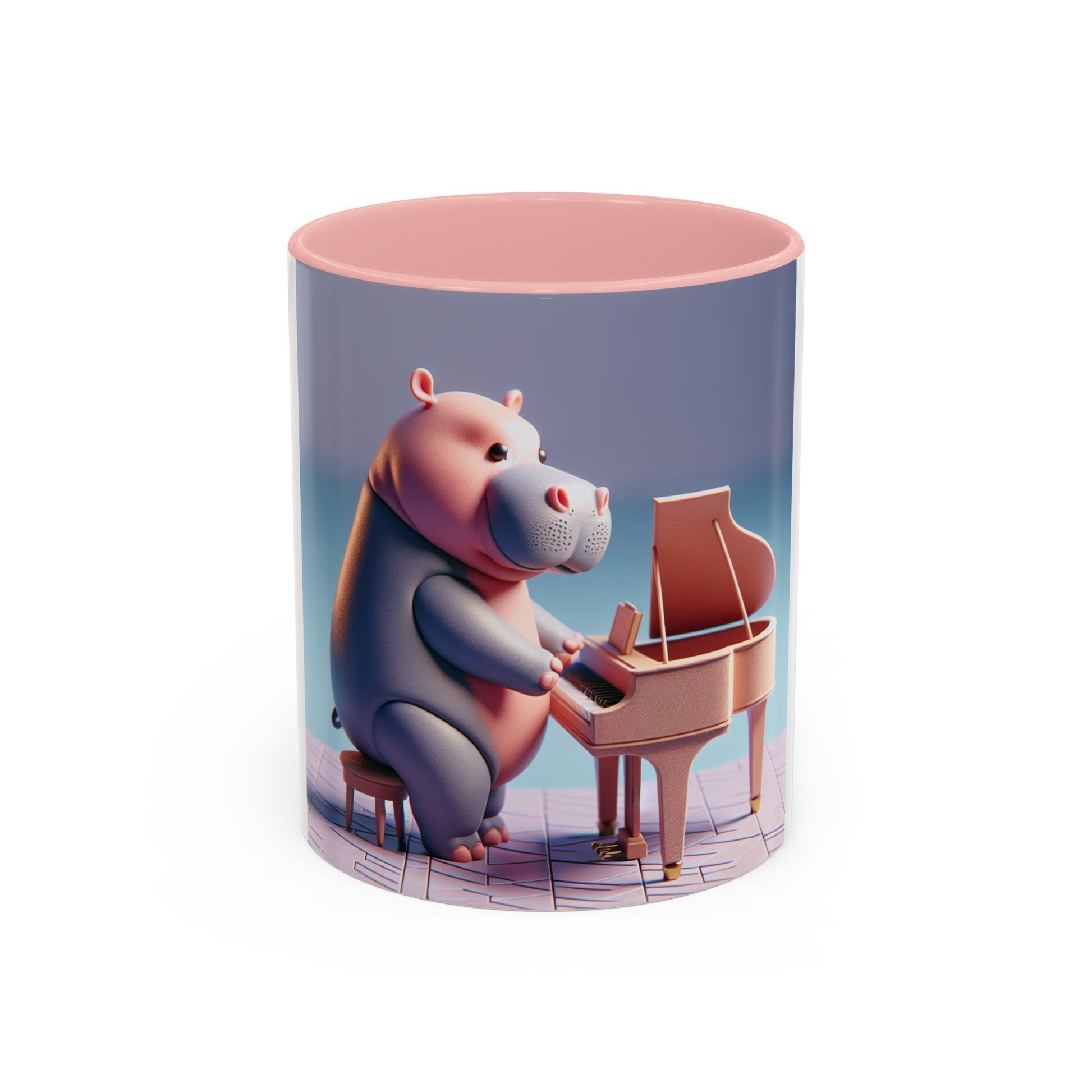 Whimsical Hippo Pianist Coffee Mug: 11oz/15oz Ceramic Gift for Music Lovers & Piano Enthusiasts - Toddcraft