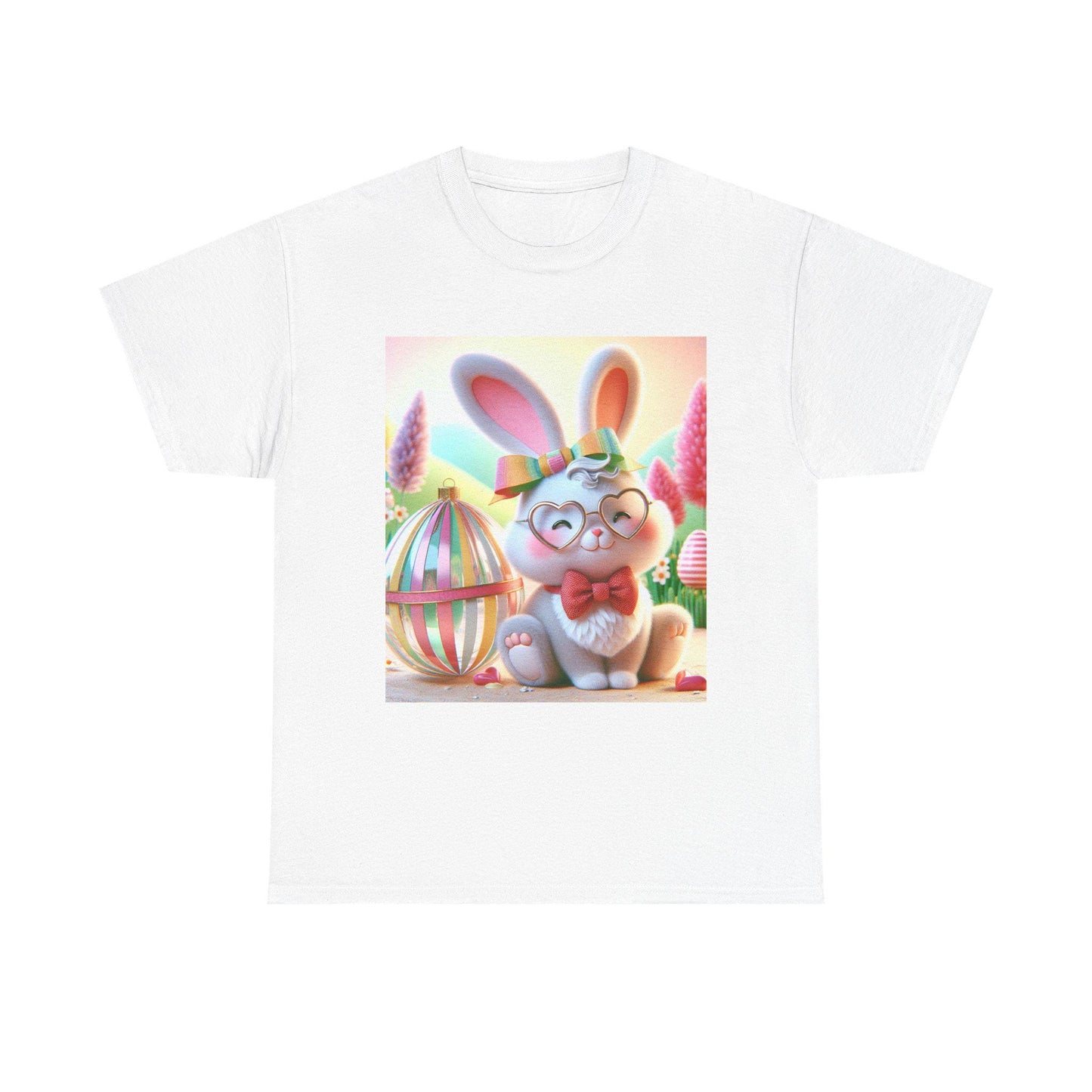 Easter Rabbit T-Shirt Unisex Heavyweight Cotton Tee Spring Holiday Fashion Cute Bunny Top - Toddcraft