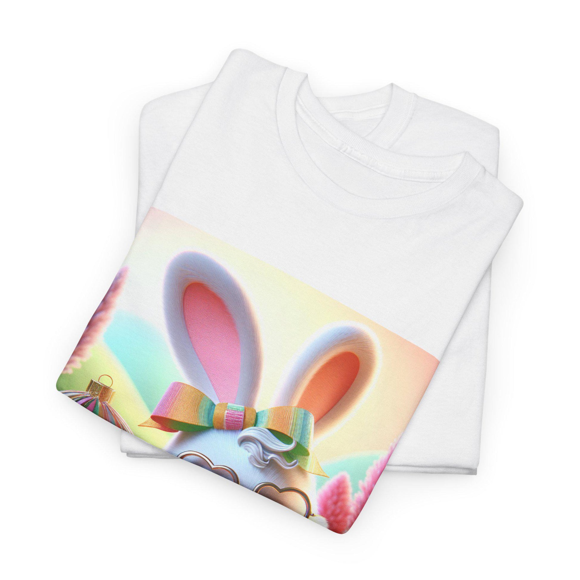 Easter Rabbit T-Shirt Unisex Heavyweight Cotton Tee Spring Holiday Fashion Cute Bunny Top - Toddcraft