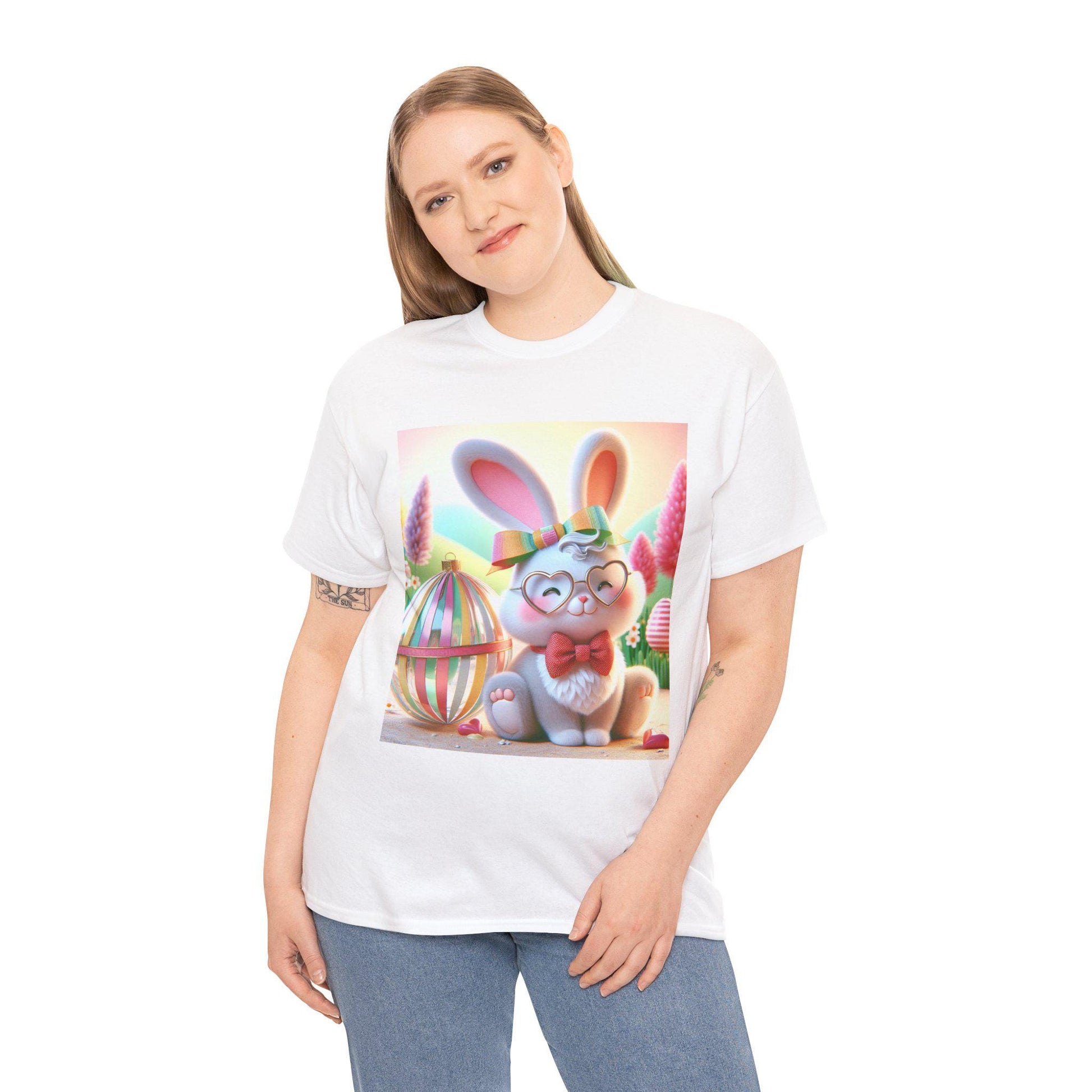 Easter Rabbit T-Shirt Unisex Heavyweight Cotton Tee Spring Holiday Fashion Cute Bunny Top - Toddcraft