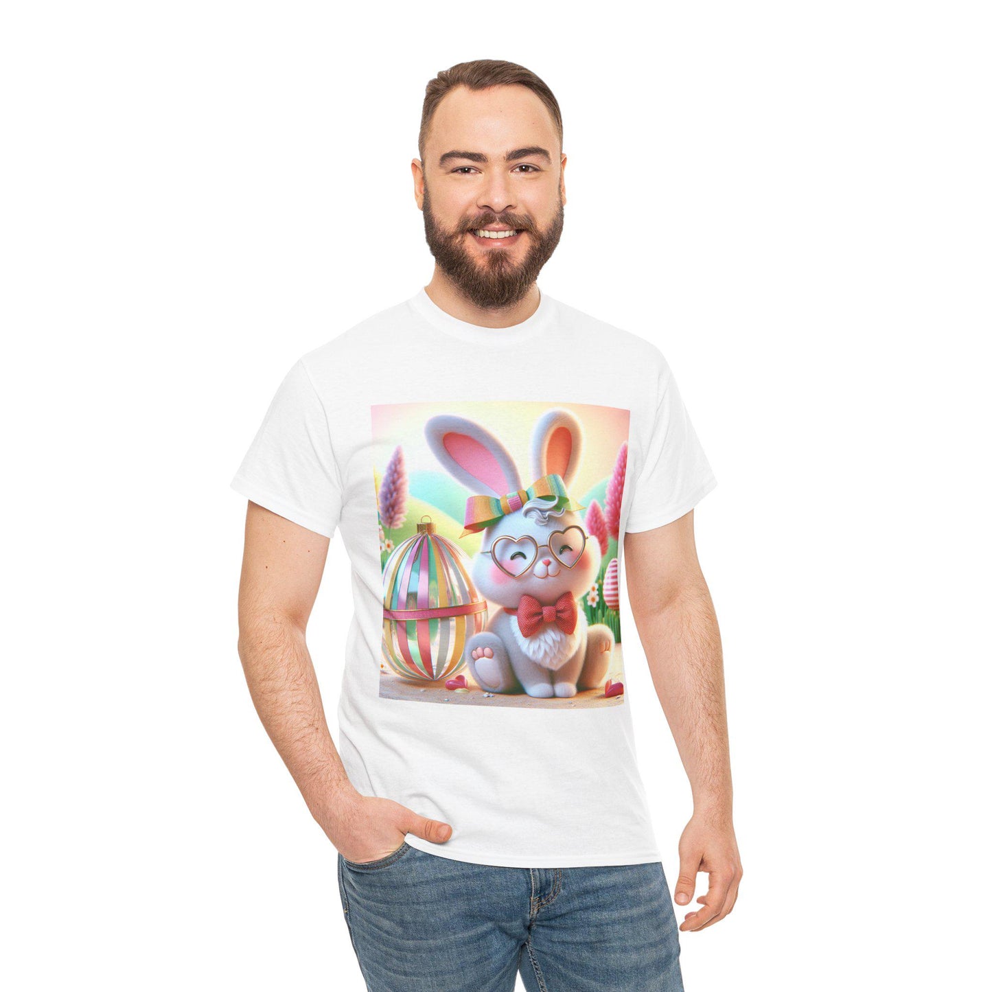 Easter Rabbit T-Shirt Unisex Heavyweight Cotton Tee Spring Holiday Fashion Cute Bunny Top - Toddcraft