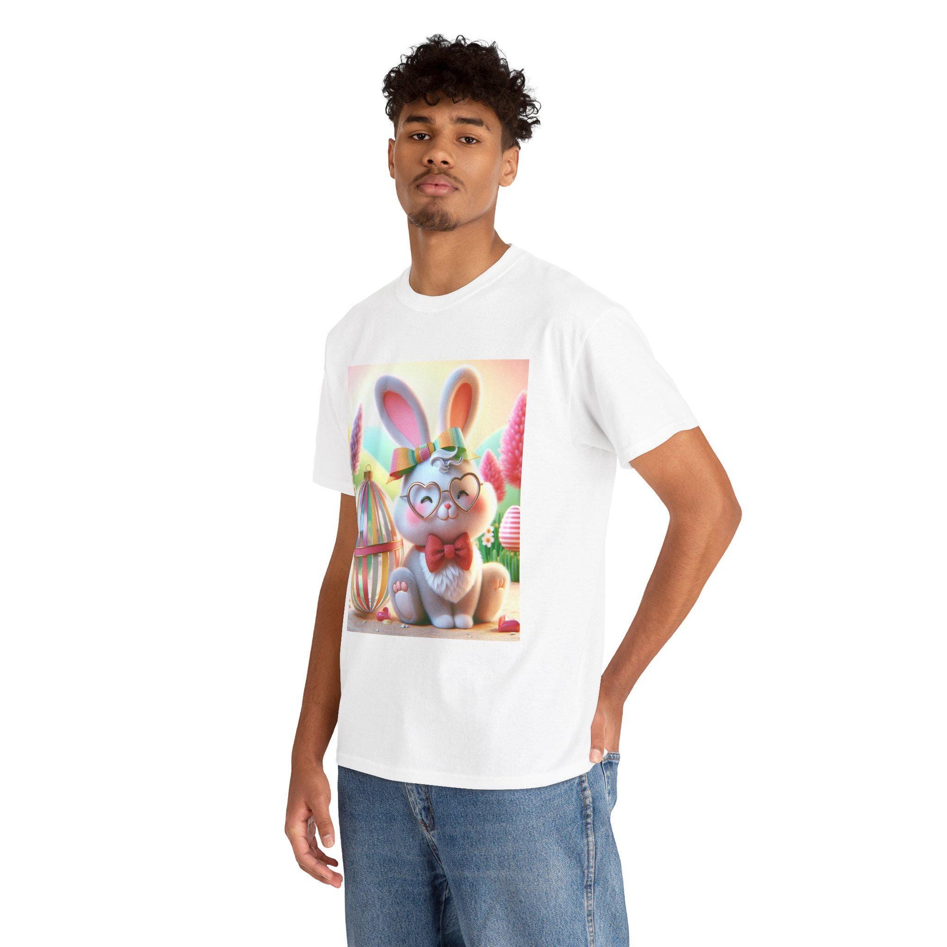 Easter Rabbit T-Shirt Unisex Heavyweight Cotton Tee Spring Holiday Fashion Cute Bunny Top - Toddcraft