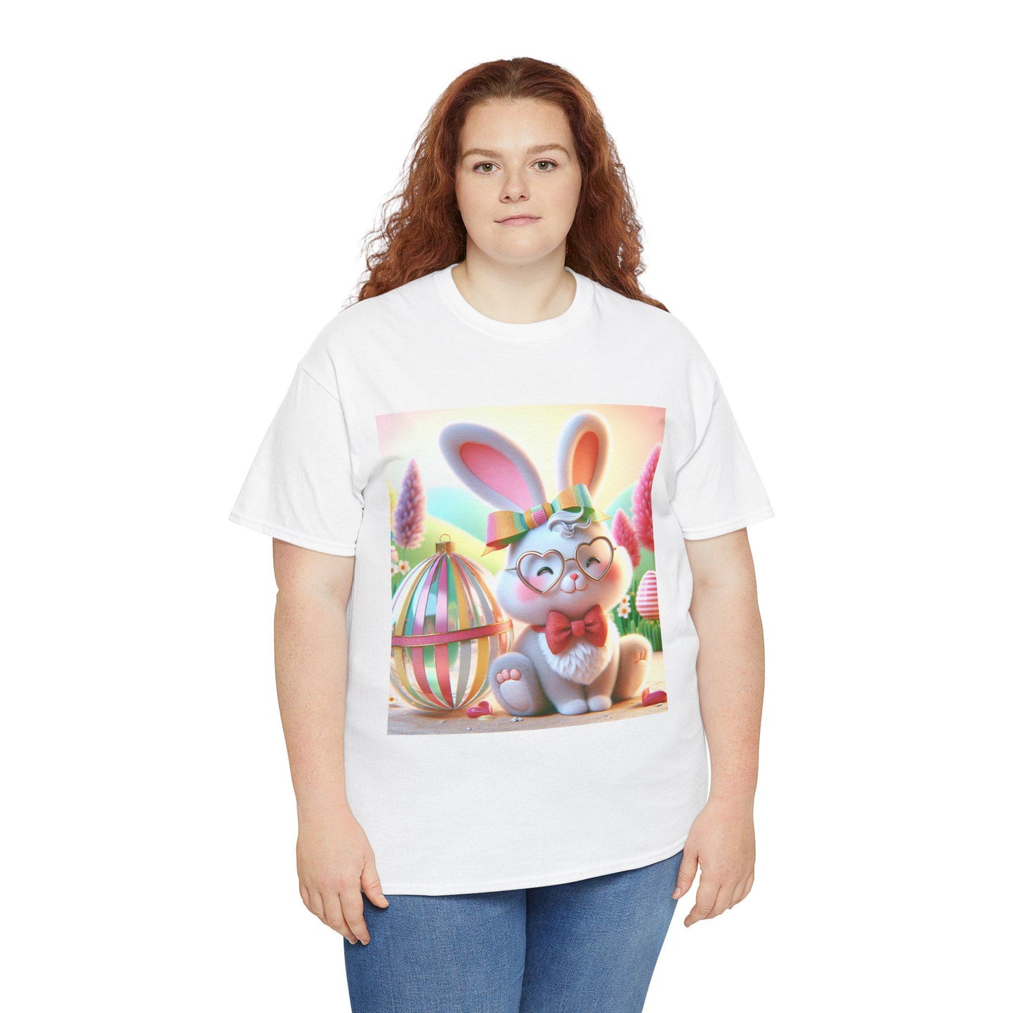 Easter Rabbit T-Shirt Unisex Heavyweight Cotton Tee Spring Holiday Fashion Cute Bunny Top - Toddcraft