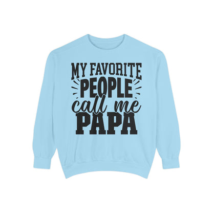 Cozy Papa Sweatshirt: Unisex Garment-Dyed Crewneck for Dad's Day, Family Love Apparel - Toddcraft