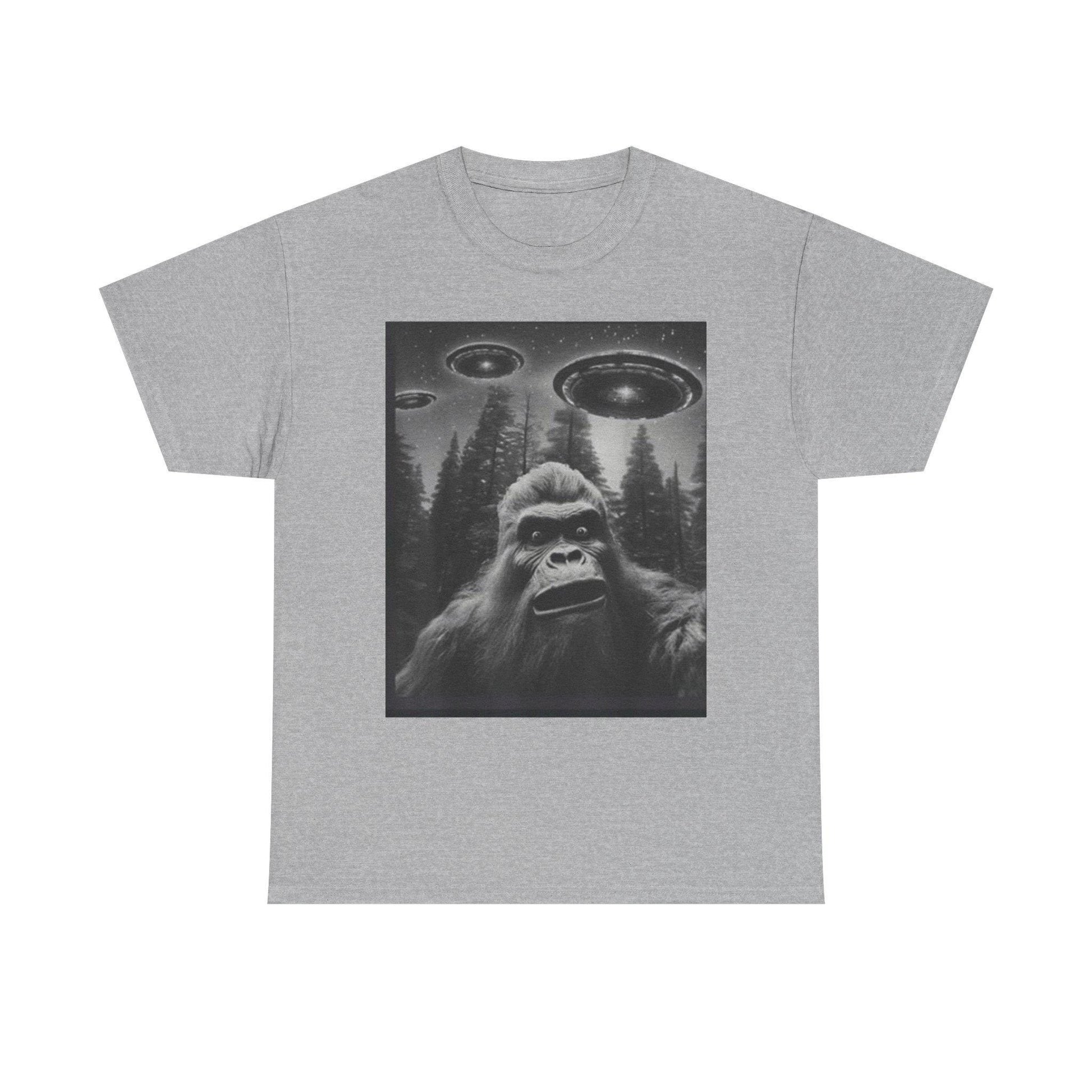 Bigfoot and UFO Graphic Tee Unisex Heavy Cotton Conspiracy Shirt for True Believers Paranormal T-Shirt - Toddcraft