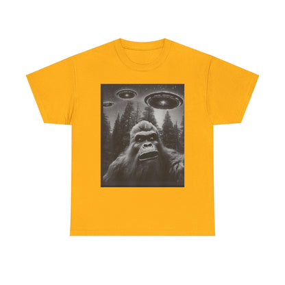 Bigfoot and UFO Graphic Tee Unisex Heavy Cotton Conspiracy Shirt for True Believers Paranormal T-Shirt - Toddcraft