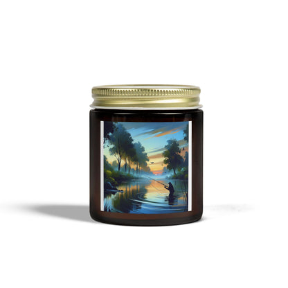 Coconut Apricot Wax Scented Candle 4oz & 9oz  Hand Poured Fishing Lake Fragrance, Natural Soy Wax, Relaxing Home Decor Gift - Toddcraft