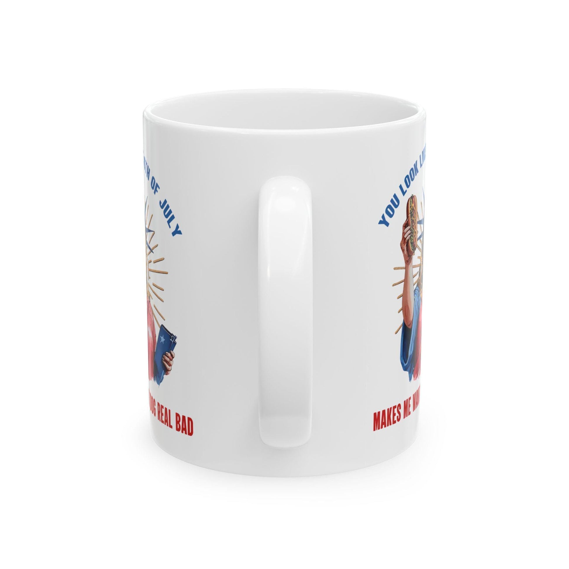 4th of July Ceramic Mug 11oz & 15oz Patriotic Independence Day Coffee Cup Makes Me Want a Hotdog - Toddcraft