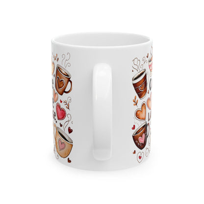 Adorable Ceramic Mug: Valentine's Gift for Coffee & Tea Lovers, Cute Design, Dishwasher Safe - Toddcraft